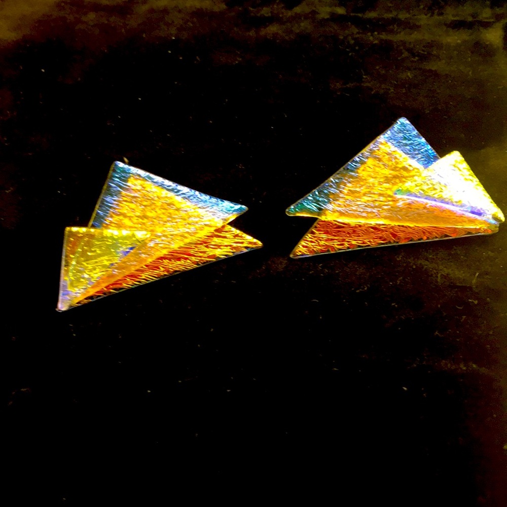 Dichroic Fused Glass Earrings with Posts